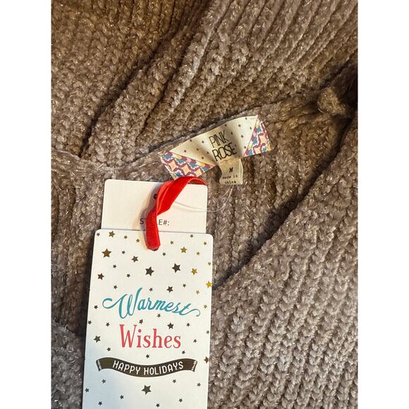 NWT Pink Rose VNeck Soft Tan Brown w Gold Metalic Medium - Picture 4 of 4